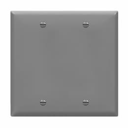 2-Gang Mid-Size Wall Plate, Blank, Gray