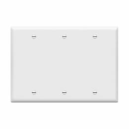 3-Gang Standard Wall Plate, Blank, Thermoplastic, Black