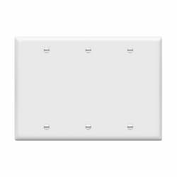 3-Gang Standard Wall Plate, Blank, Thermoplastic, Gray