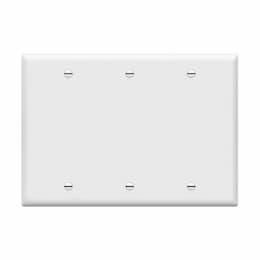 3-Gang Standard Wall Plate, Blank, Thermoplastic, Gray