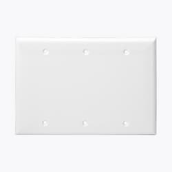 White Colored Thermoplastic Three-Gang Blank Wall Plate