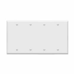 4-Gang Standard Wall Plate, Blank, Thermoplastic, Gray