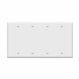 4-Gang Standard Wall Plate, Blank, Thermoplastic, Light Almond