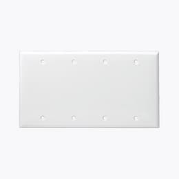 White Colored Thermoplastic Four-Gang Blank Wall Plate