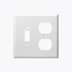 2-Gang Combination Wall Plate, Toggle/Duplex, Thermoplastic, Ivory