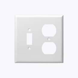 2-Gang Mid-Size Combination Wall Plate, Toggle/Duplex, White