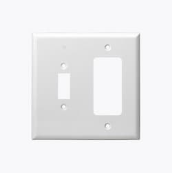 Enerlites White Combination Mid-Size Two Gang Toggle and GFCI Plastic Wall Plates