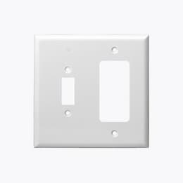White Combination Mid-Size Two Gang Toggle and GFCI Plastic Wall Plates