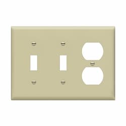 3-Gang Standard Combination Wall Plate, Toggle/Duplex, Ivory