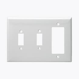 3-Gang Standard Combination Wall Plate, Toggle/Decora, Black