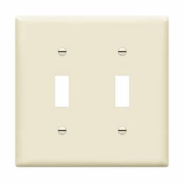 2-Gang Standard Wall Plate, Toggle, Thermoplastic, Black