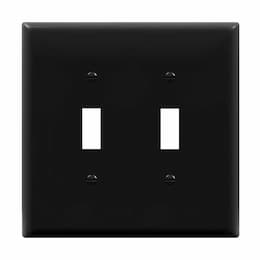 2-Gang Mid-Size Wall Plate, Toggle, Black