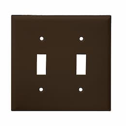 Brown 2-Gang Mid-Size Toggle Switch Plastic Wall Plate