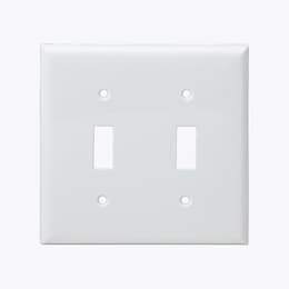 White 2-Gang Mid-Size Toggle Switch Plastic Wall Plate