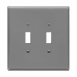 2-Gang Over-Size Wall Plate, Toggle, Gray