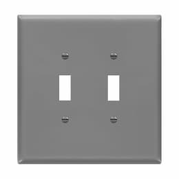 2-Gang Over-Size Wall Plate, Toggle, Gray