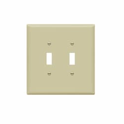 2-Gang Oversized Toggle Switch Wall Plate, Polycarbonate, Ivory