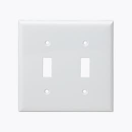 Enerlites White Colored 2-Gang Toggle Switch Plastic Wall Plate