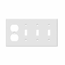 4-Gang Duplex Receptable & 3 Toggle Switch Wall Plate, White
