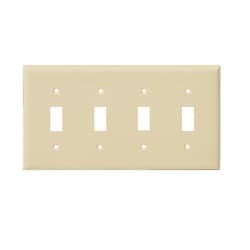 Almond Colored 4-Gang Toggle Switch Plastic Wall Plate