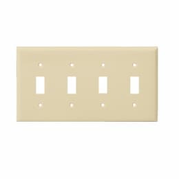 Almond Colored 4-Gang Toggle Switch Plastic Wall Plate