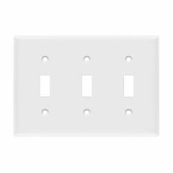 3-Gang Standard Wall Plate, Toggle, Thermoplastic, Black