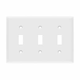 3-Gang Standard Wall Plate, Toggle, Thermoplastic, Gray