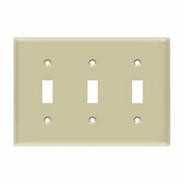 3-Gang Standard Wall Plate, Toggle, Thermoplastic, Light Almond