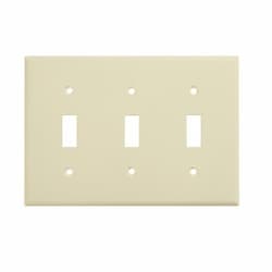 Almond Mid-Size 3-Gang Toggle Switch Plastic Wall Plate