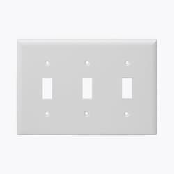 White Colored 3-Gang Toggle Switch Plastic Wall Plate