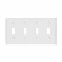 4-Gang Standard Wall Plate, Toggle, Thermoplastic, Black