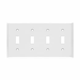 4-Gang Standard Wall Plate, Toggle, Thermoplastic, Black