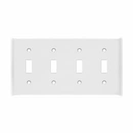 4-Gang Standard Wall Plate, Toggle, Thermoplastic, Gray