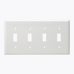 4-Gang Standard Wall Plate, Toggle, Thermoplastic, Ivory