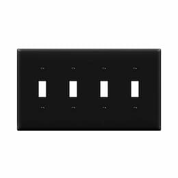 4-Gang Mid-Size Wall Plate, Toggle, Black