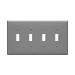 4-Gang Mid-Size Wall Plate, Toggle, Gray