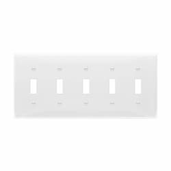 5-Gang Standard Wall Plate, Toggle, Thermoplastic, Black