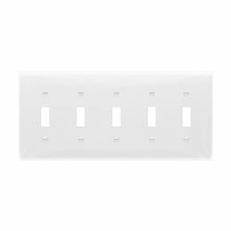 5-Gang Standard Wall Plate, Toggle, Thermoplastic, Black