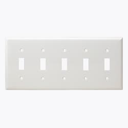 5-Gang Standard Wall Plate, Toggle, Thermoplastic, Ivory