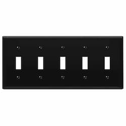 5-Gang Mid-Size Wall Plate, Toggle, Black