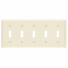 5-Gang Mid-Size Wall Plate, Toggle, Light Almond