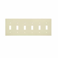 Almond Colored 6-Gang Toggle Switch Plastic Wall Plate