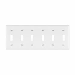 6-Gang Standard Wall Plate, Toggle, Thermoplastic, Black