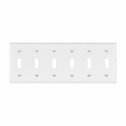 6-Gang Standard Wall Plate, Toggle, Thermoplastic, Black