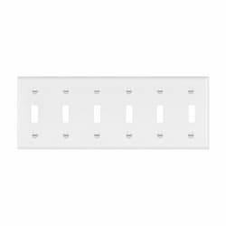 6-Gang Standard Wall Plate, Toggle, Thermoplastic, Gray