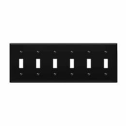 6-Gang Mid-Size Wall Plate, Toggle, Black