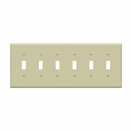 6-Gang Mid-Size Wall Plate, Toggle, Ivory