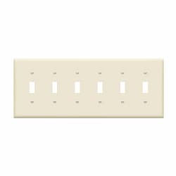6-Gang Mid-Size Wall Plate, Toggle, Light Almond