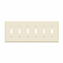 6-Gang Mid-Size Wall Plate, Toggle, Light Almond