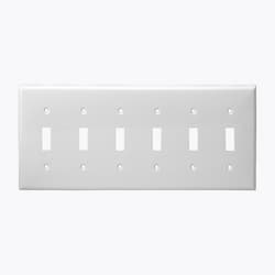 6-Gang Mid-Size Wall Plate, Toggle, White